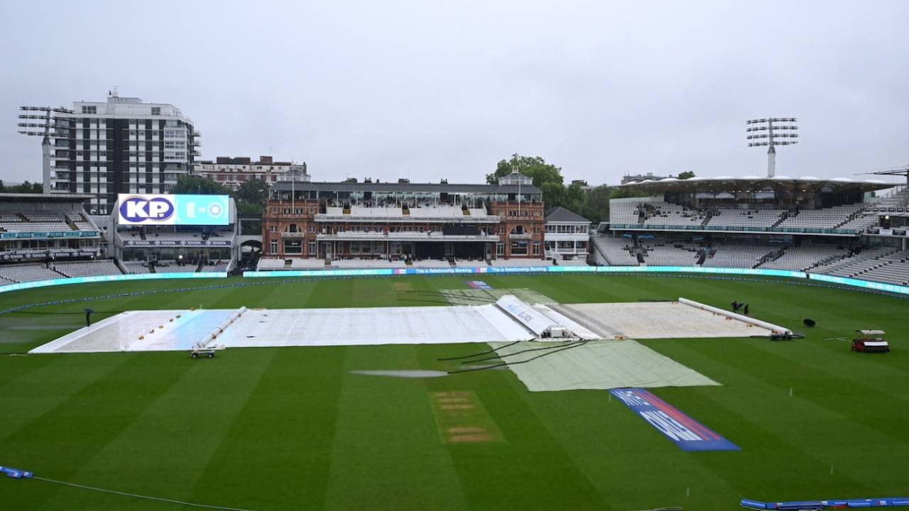 Rain on Saturday morning left Lord's under covers, England vs India, 2nd ODI, Lord's, London, July 19, 2025