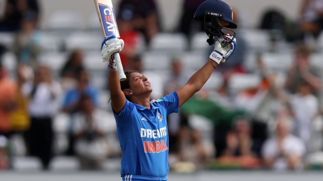 Harmanpreet Kaur celebrates her seventh ODI century, England vs India, 3rd women's ODI, Durham, July 22, 2025