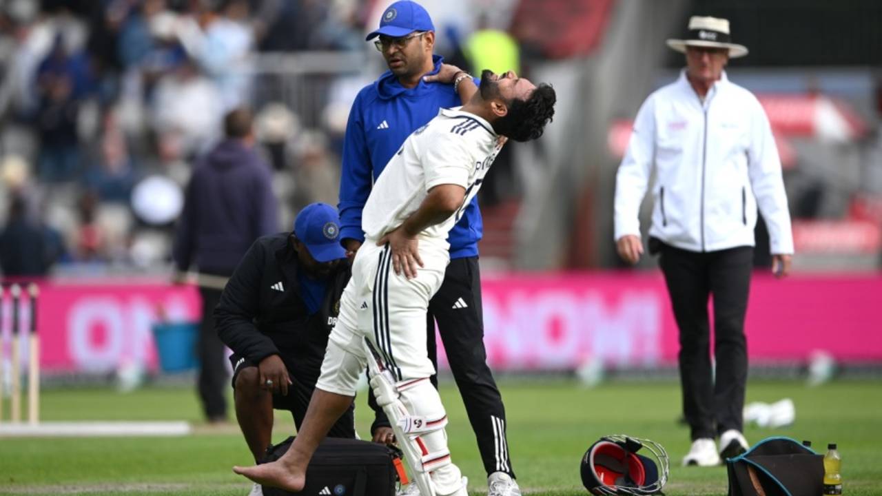 Rishabh Pant winces in pain, England vs India, 4th Test, 1st day, Manchester, July 23, 2025