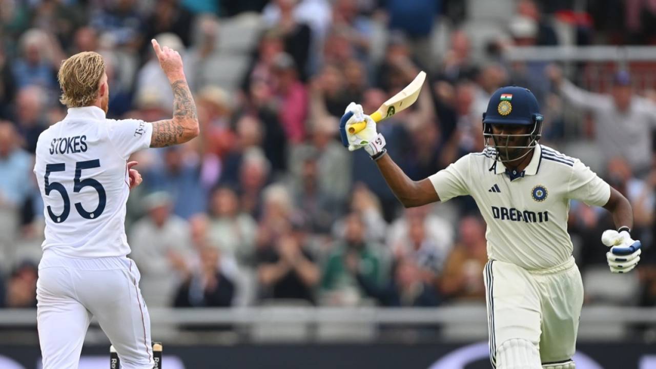 Ben Stokes celebrates as B Sai Sudharsan chastises himself, England vs India, 4th Test, 1st day, Manchester, July 23, 2025