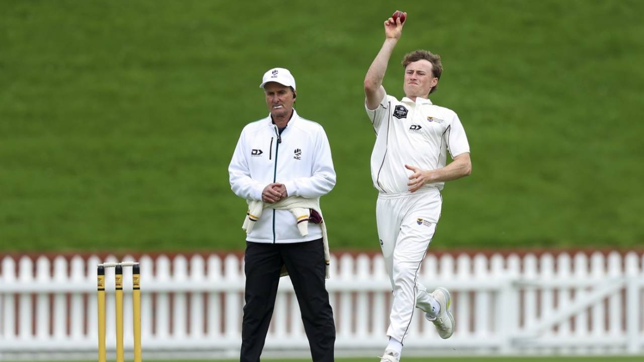 Matt Fisher in action in the Plunket Shield, Wellington vs Northern Districts, Plunket Shield, Wellington, November 7, 2023