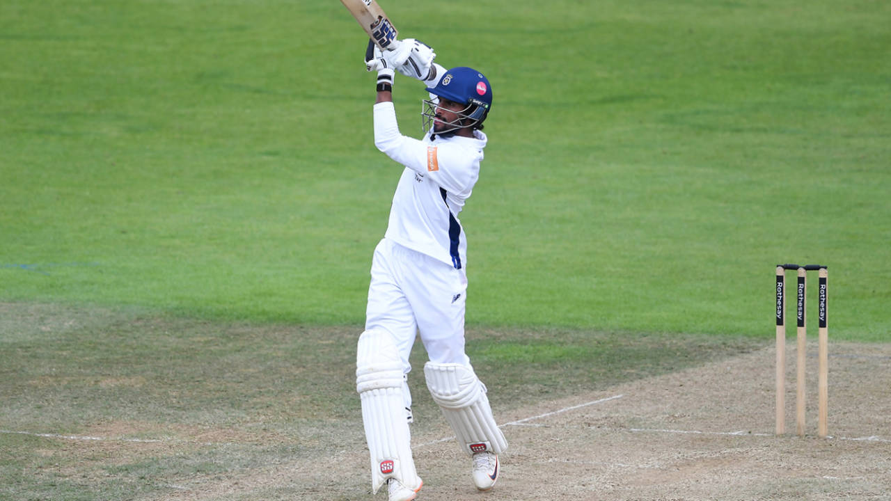 Tilak Varma on the way to his second Hampshire hundred, Hampshire vs Nottinghamshire, County Championship, Utilita Bowl, July 24, 2025