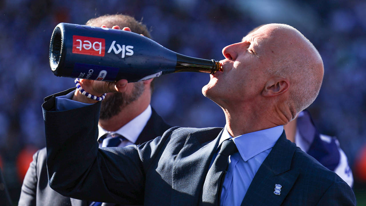 Tom Wagner of Knighthead Capital toasts Birmingham City's League One title, April 27, 2025