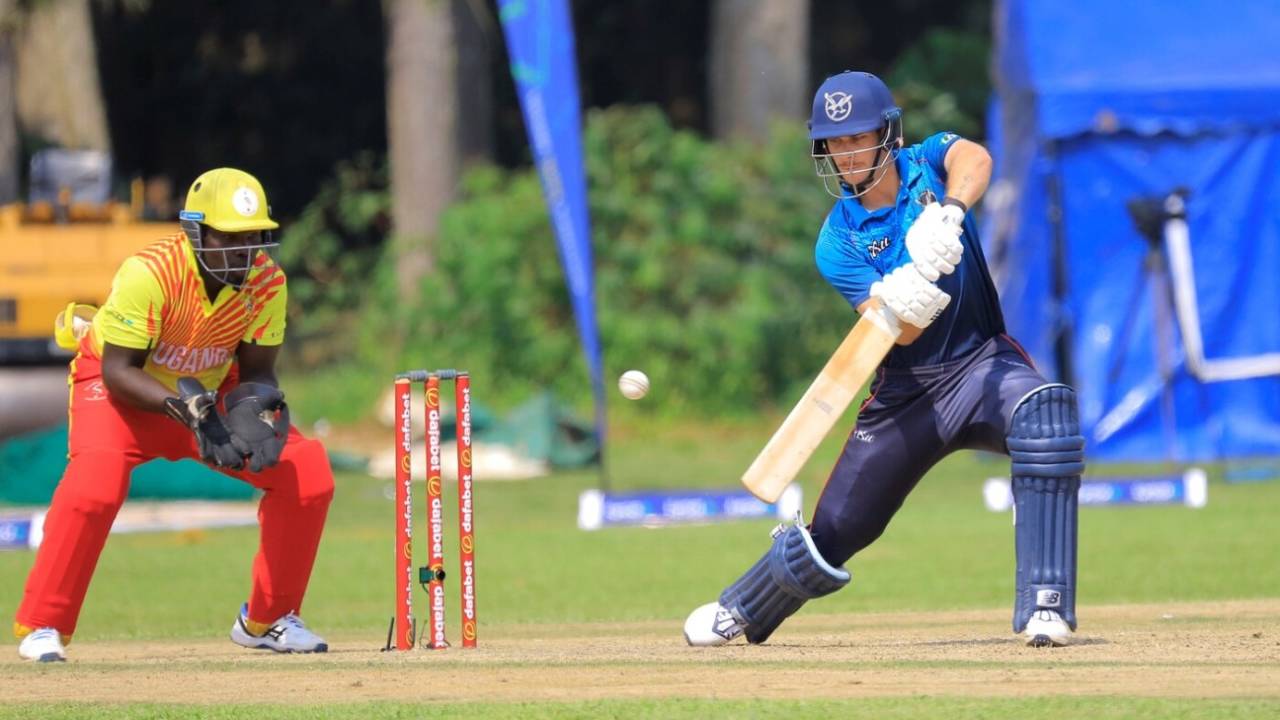 Jan-Izak de Villiers bats during the opening match, Uganda vs Namibia, Entebbe, Uganda, July 17, 2025