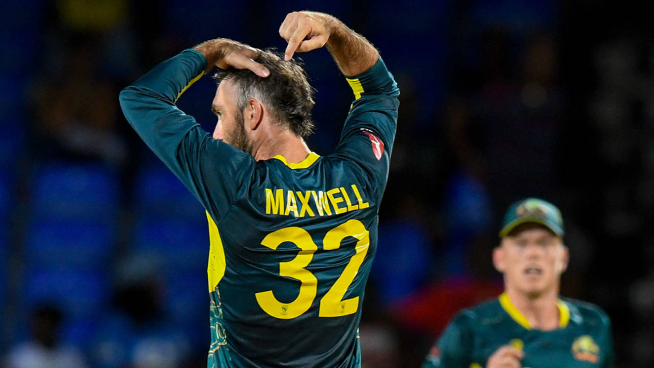 Glenn Maxwell brings out a celebration to mention someone's haircut, West Indies vs Australia, 5th T20I, St Kitts, July 28, 2025