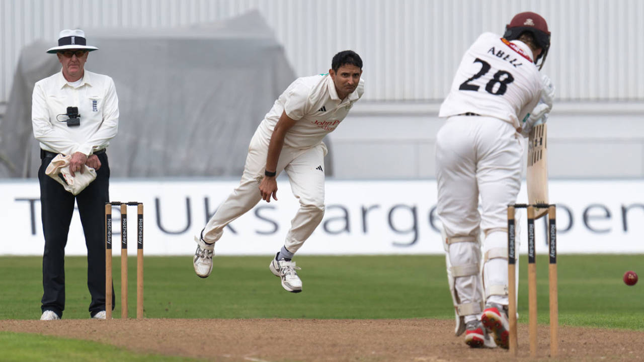 Mohammad Abbas bowls to Tom Abell, Nottinghamshire vs Somerset, County Championship, Division One, Trent Bridge, July 29, 2025