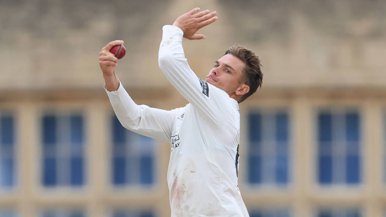 Chris Green in his delivery stride, Gloucestershire vs Lancashire, County Championship, Cheltenham, July 24, 2025