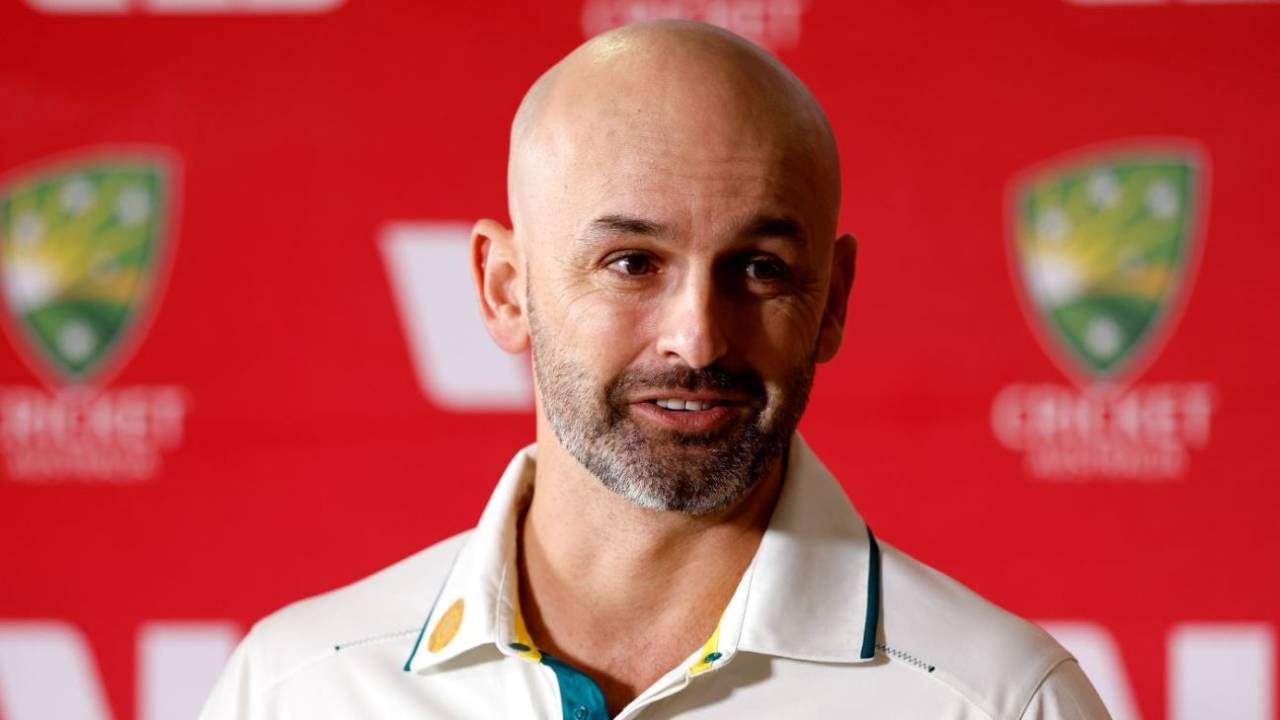 Nathan Lyon speaks to the media in Sydney