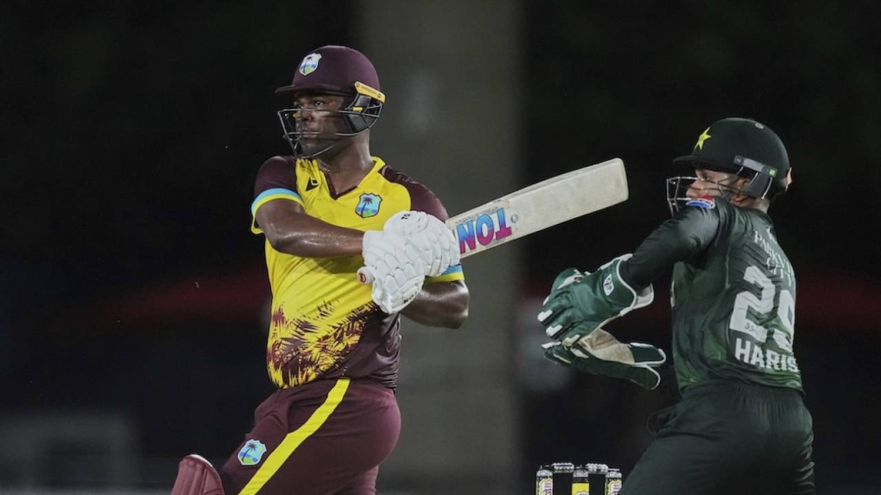 Johnson Charles couldn't score too quickly in his knock of 35, West Indies vs Pakistan, 1st T20I, Lauderhill, July 31, 2025
