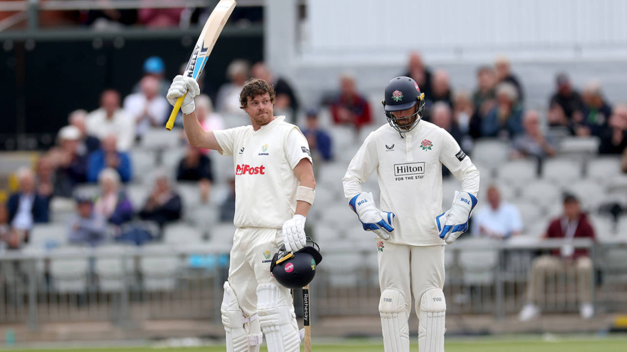 Sam Northeast acknowledges his hundred, Lancashire vs Glamorgan, Division Two, Rothesay County Championship, Emirates Old Trafford, July 31, 2025