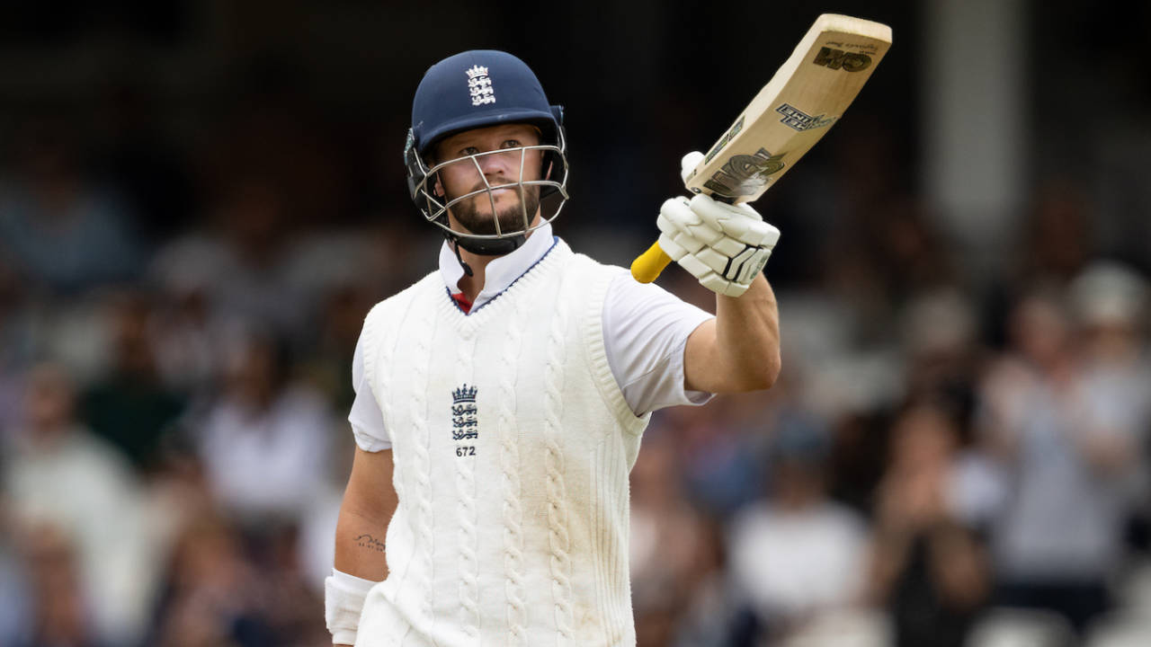 Ben Duckett celebrates his fifth fifty of the series, England vs India, 5th Test, The Oval, 4th day, August 3, 2025