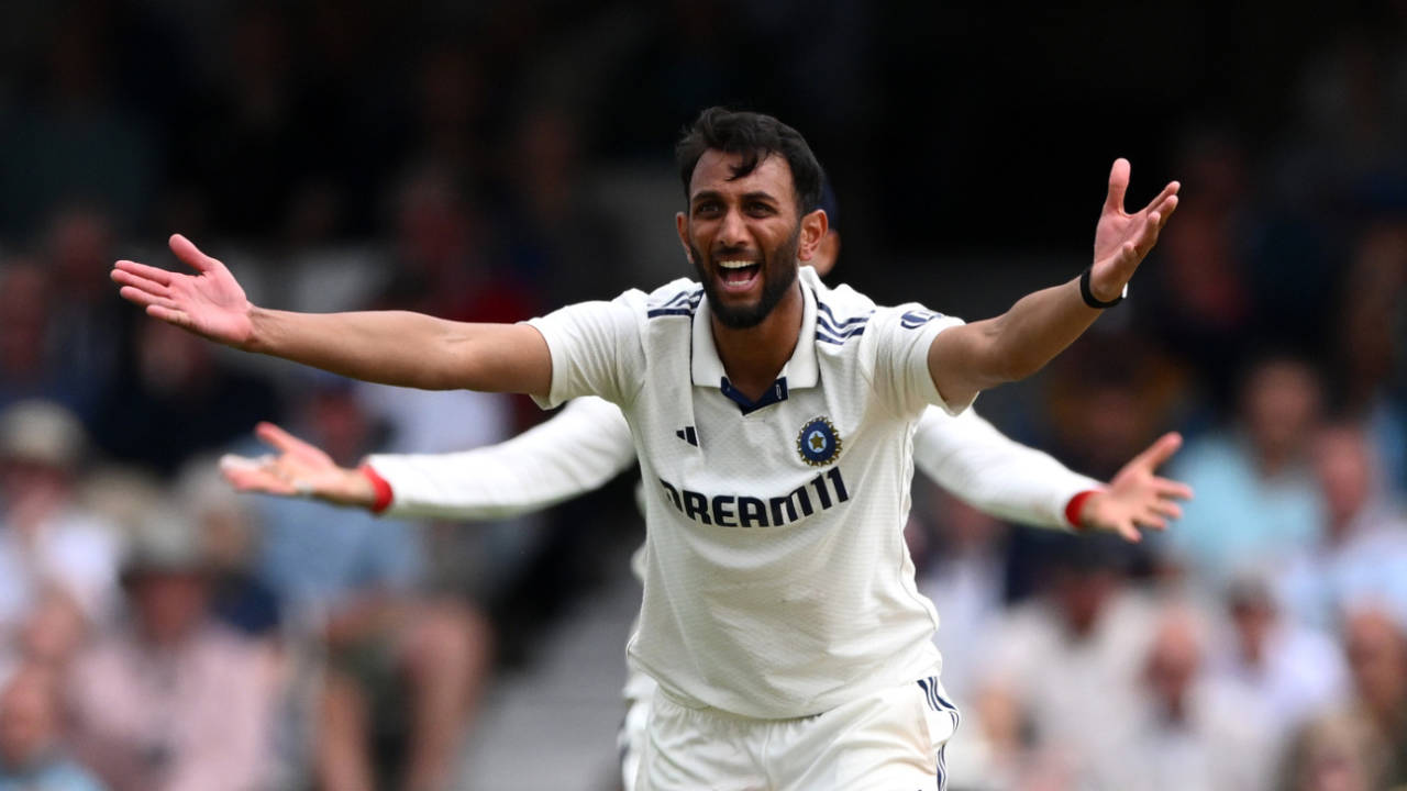 Prasidh Krishna appeals for a wicket, England vs India, 5th Test, 4th Day, The Oval, August 3, 2025