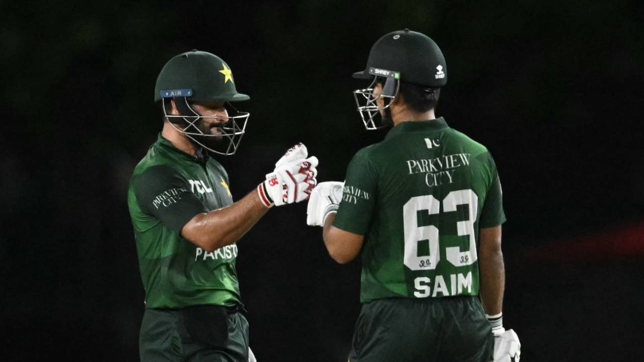 Sahibzada Farhan and Saim Ayub put up a century opening stand, West Indies vs Pakistan, 3rd T20I, Lauderhill, August 3, 2025