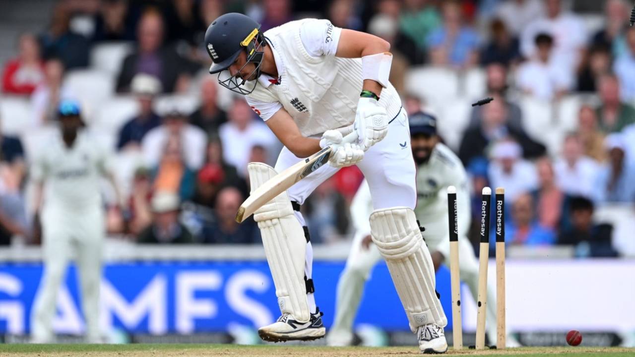Josh Tongue is bowled, England vs India, 5th Test, 5th day, The Oval, August 4, 2025