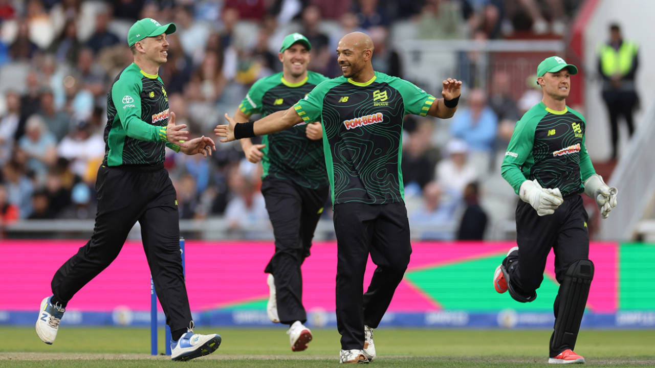 Tymal Mills dismissed Phil Salt, Jos Buttler and Heinrich Klaasen, Manchester Originals vs Southern Brave, The Hundred Men's Competition, Emirates Old Trafford, August 6, 2025