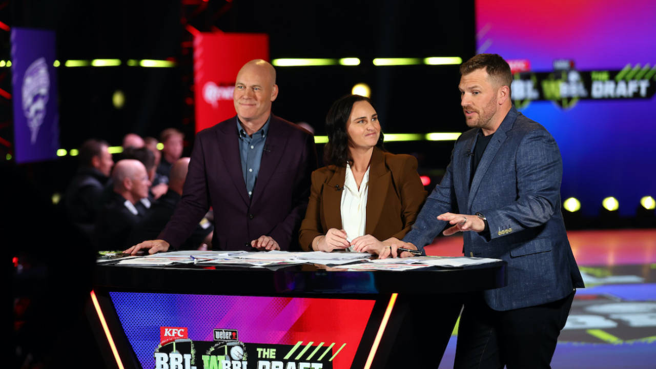 Jason Richardson, Katey Martin and Aaron Finch present the 2025-26 BBL and WBBL draft, Melbourne,  June 19, 2025 