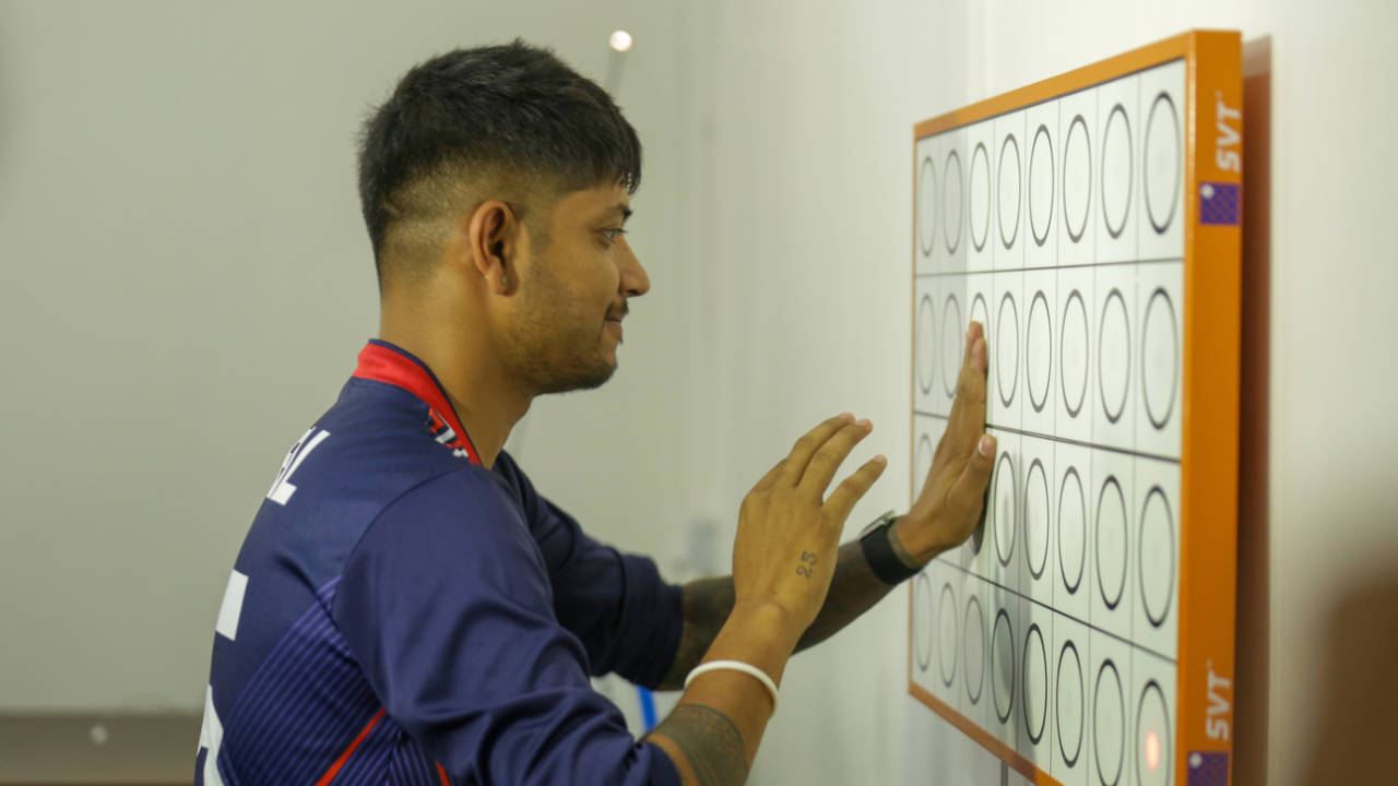 Sandeep Lamichhane during a physical and fitness test