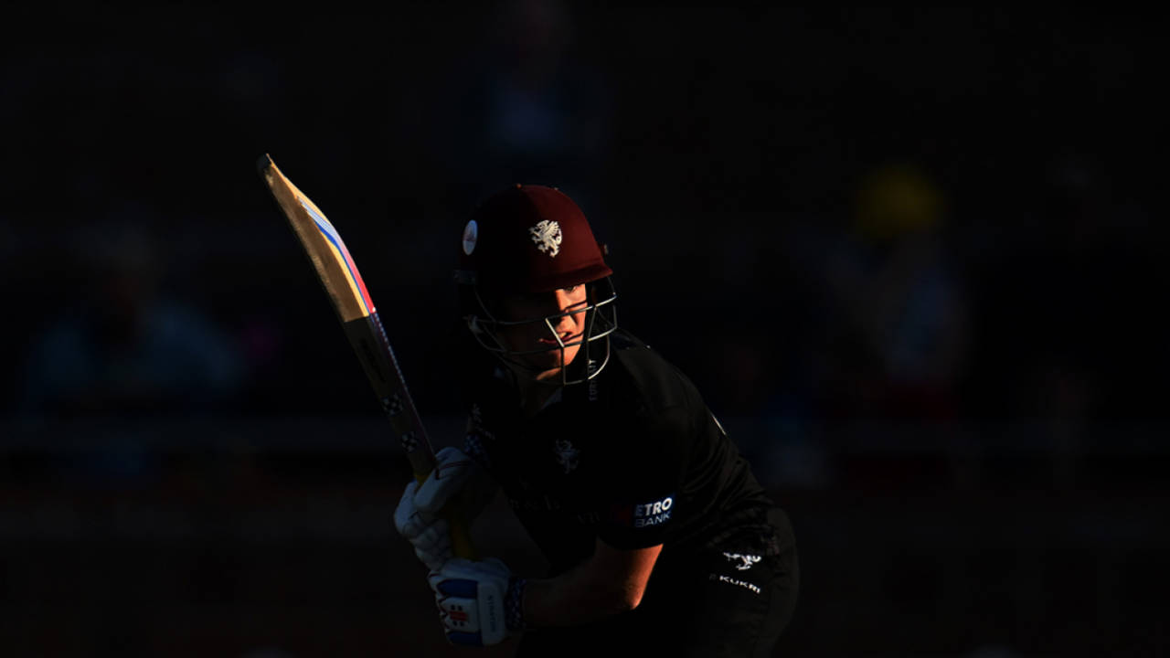 Thomas Rew bats under the floodlights, Somerset vs Durham, Taunton, Metro Bank One Day Cup, August 8, 2025
