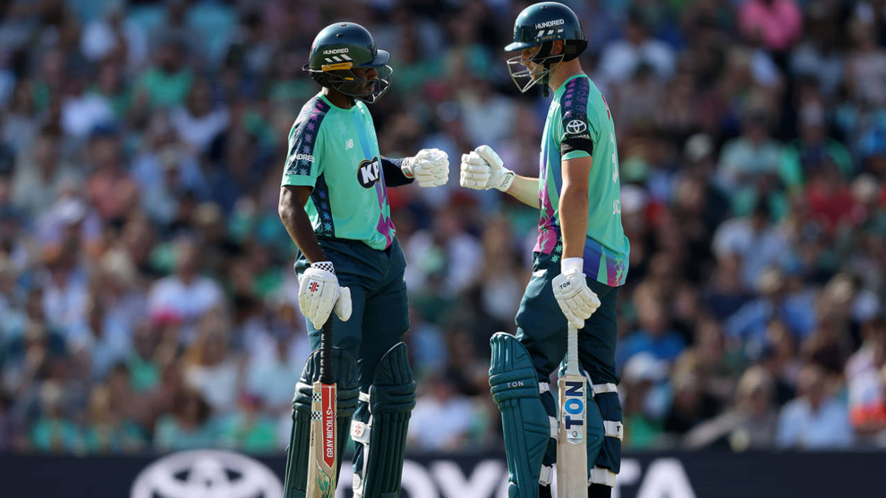 Tawanda Muyeye and Will Jacks put on a century stand, Oval Invincibles vs Manchester Originals, Men's Hundred, The Oval, August 9, 2025