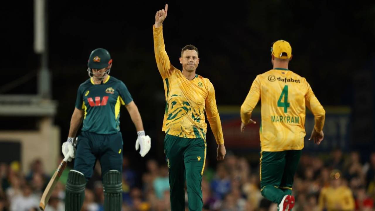 George Linde removed Josh Inglis first ball, Australia vs South Africa, 1st T20I, Marrara Oval, Darwin, August 10, 2025