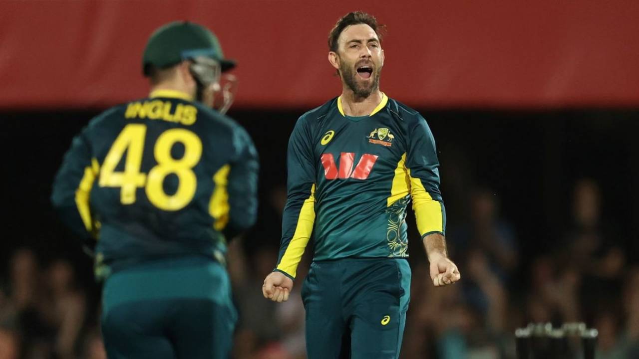 Glenn Maxwell celebrates a wicket, Australia vs South Africa, 1st T20I, Marrara Oval, Darwin, August 10, 2025