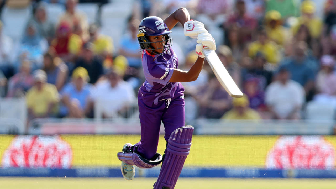 Davina Perrin lofts down the ground during her stylish half-century, Trent Rockets vs Northern Superchargers, Trent Bridge, The Hundred Women's Competition, August 10, 2025