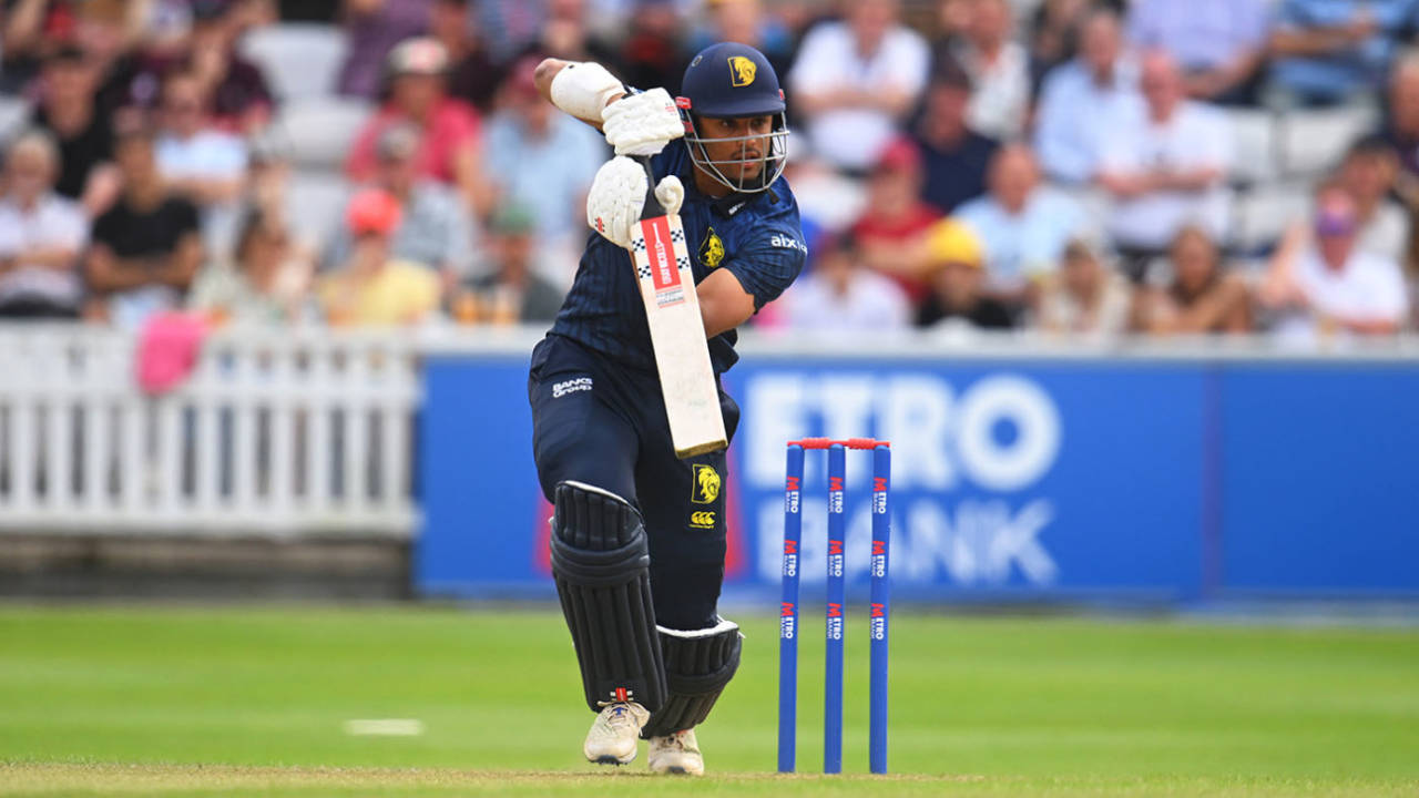 Emilio Gay on the drive, Metro Bank One Day Cup, Somerset vs Durham, Taunton, August 08, 2025