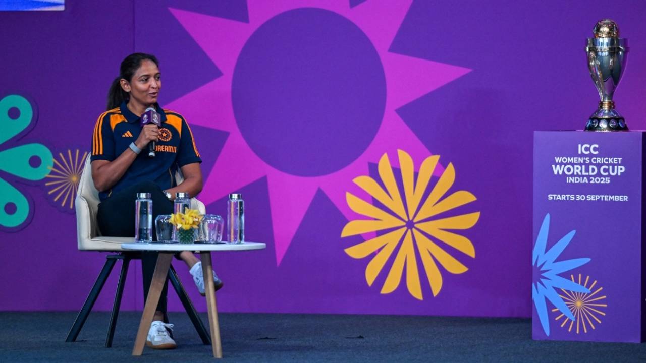 Harmanpreet Kaur speaks at an event to mark 50-day countdown to Women's World Cup, Mumbai, August 11, 2025