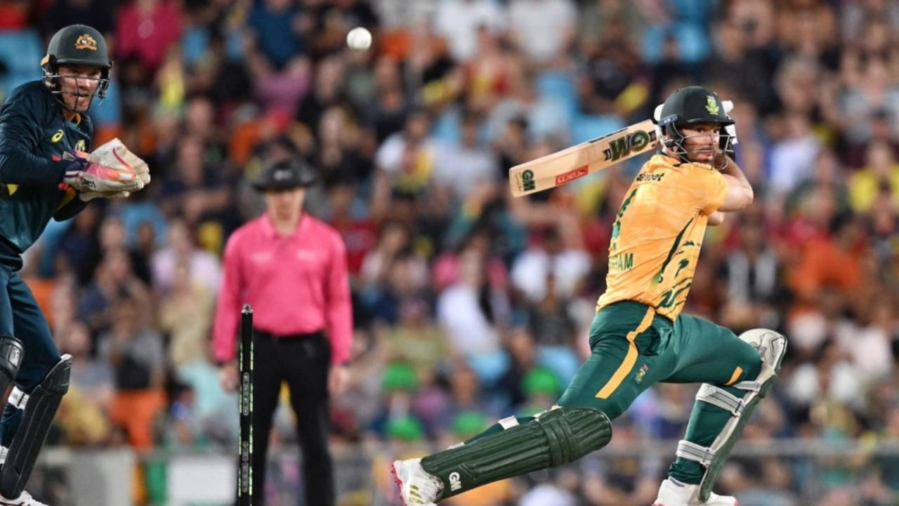 Aiden Markram cuts the ball during his brisk start, Australia vs South Africa, 2nd T20I, Darwin, August 12, 2025