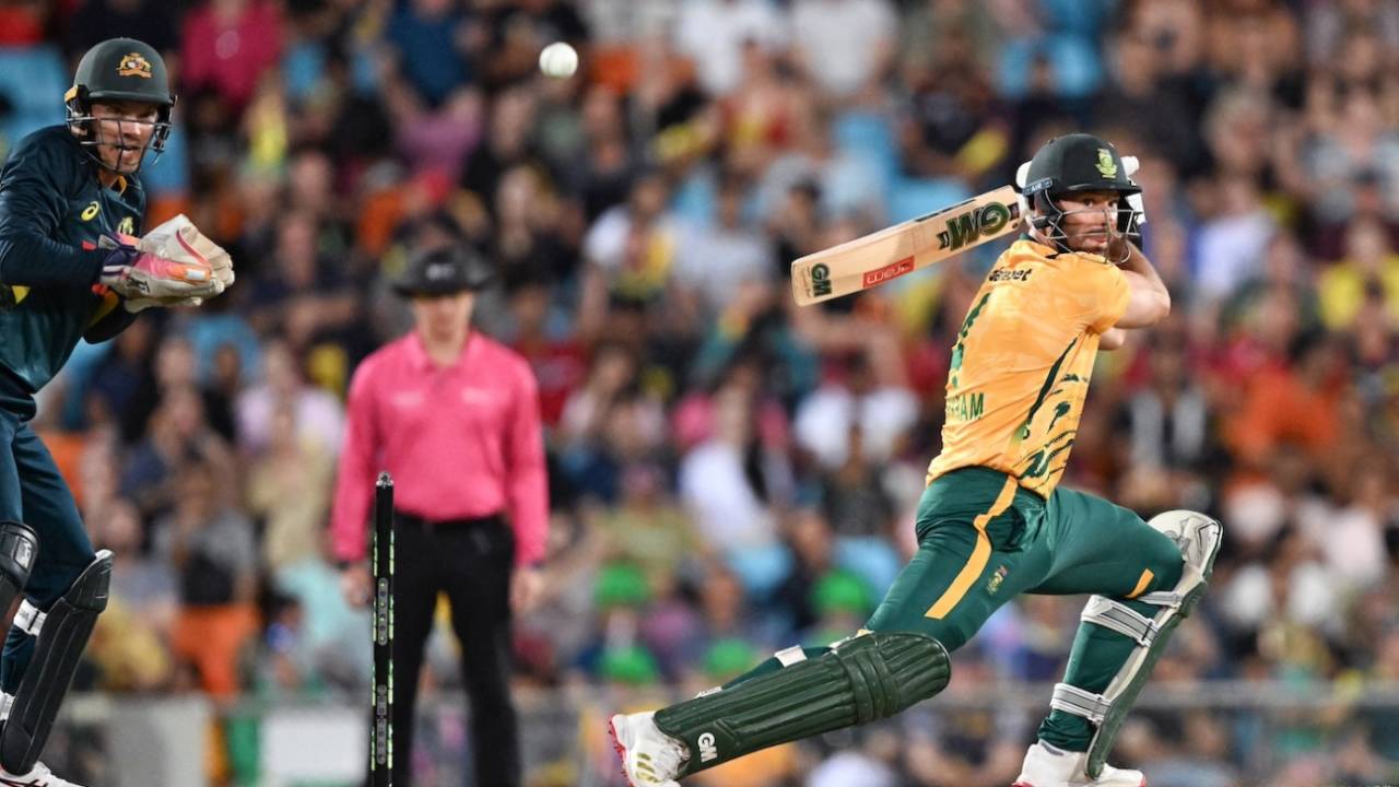 Aiden Markram cuts the ball during his brisk start, Australia vs South Africa, 2nd T20I, Darwin, August 12, 2025