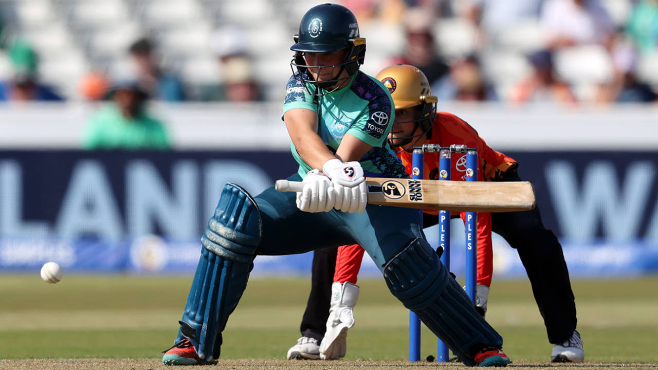 Alice Capsey reverses during her half-century, Birmingham Phoenix vs Oval Invincibles, Women's Hundred, Edgbaston, August 12, 2025