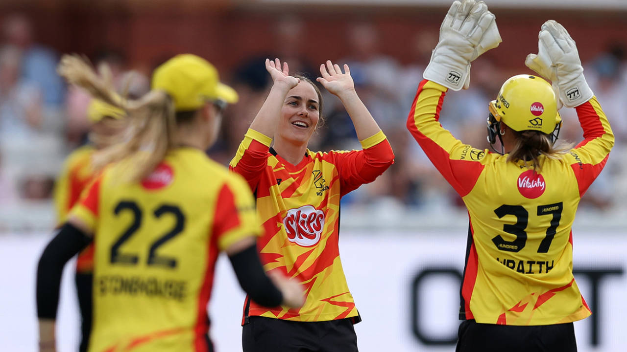 Heather Graham celebrates a breakthrough, London Spirit vs Trent Rockets, Women's Hundred, Lord's, August 14, 2025