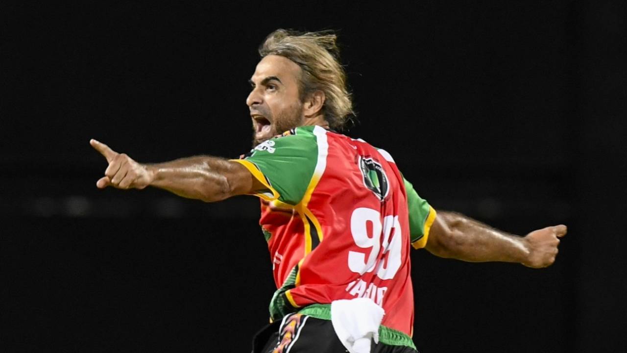 Imran Tahir takes off after getting a wicket, St Kitts and Nevis Patriots vs Guyana Amazon Warriors, CPL 2025, Basseterre, August 15, 2025