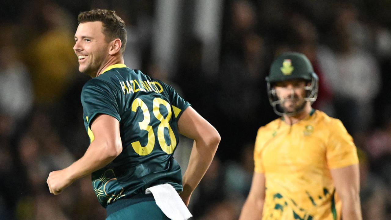 Josh Hazlewood removed Aiden Markram in the opening over, Australia vs South Africa, 3rd T20I, Cairns, August 16, 2025