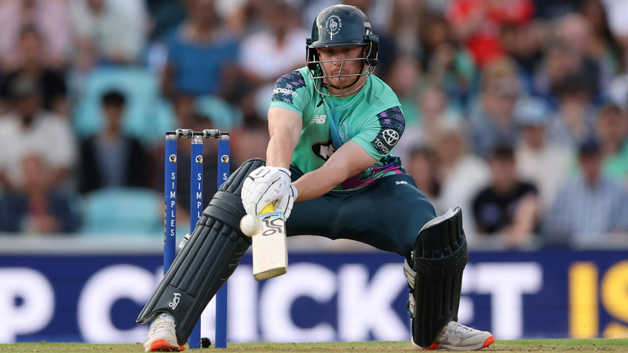 Jordan Cox gets low to reverse-scoop, Oval Invincibles vs Welsh Fire, Men's Hundred, The Oval, August 16, 2025