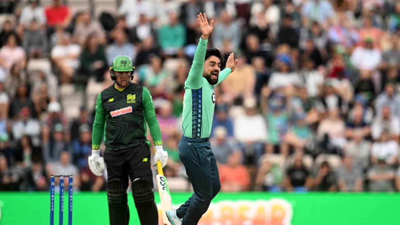 Rashid Khan took three wickets in four legal deliveries, Southern Brave vs Oval Invincibles, Utilita Bowl, The Hundred men's competition, August 18, 2025 