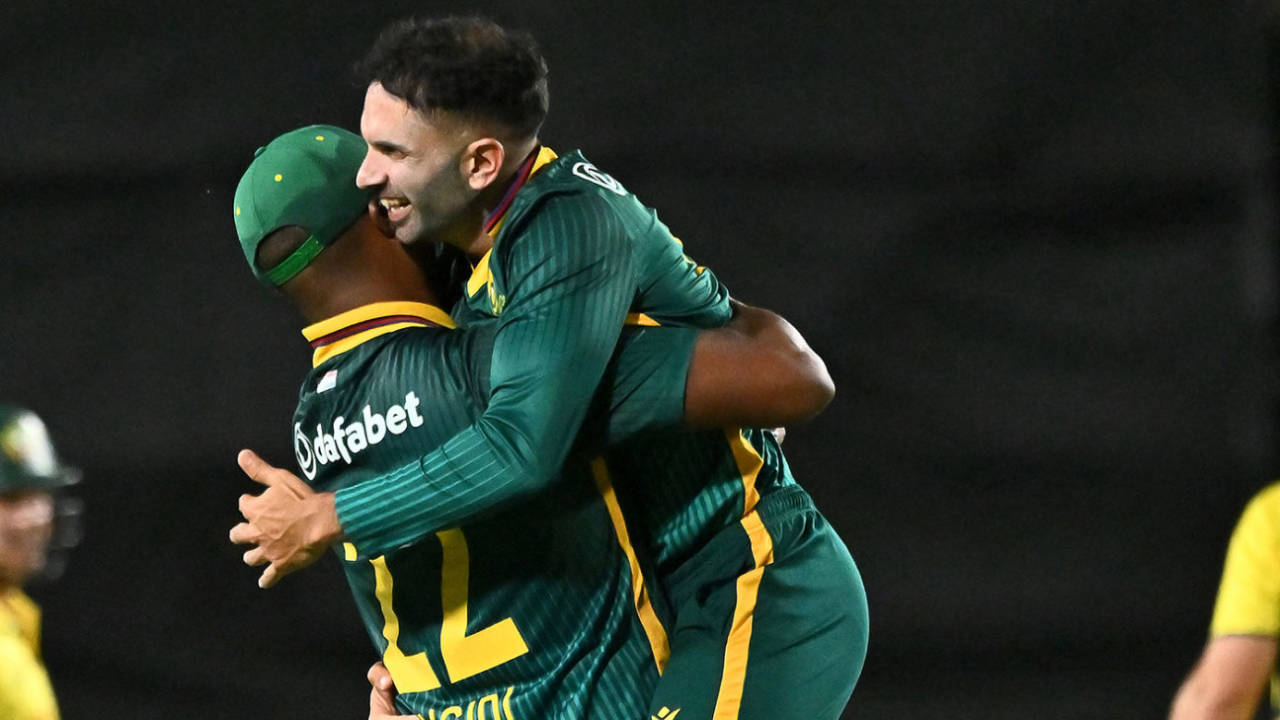 Keshav Maharaj claimed a quickfire five-wicket haul, Australia vs South Africa, 1st ODI, Cairns, August 19, 2025