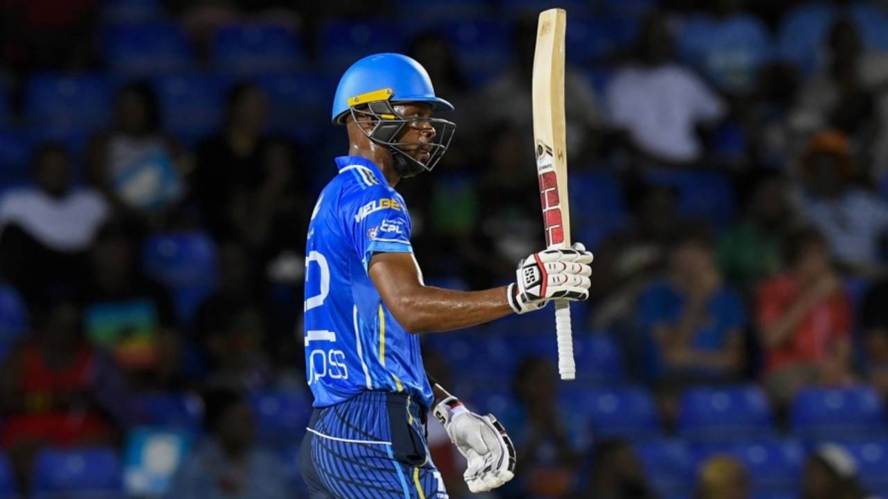 Roston Chase brings up his fifty, St Kitts and Nevis Patriots vs St Lucia Kings, Basseterre, CPL, August 19, 2025