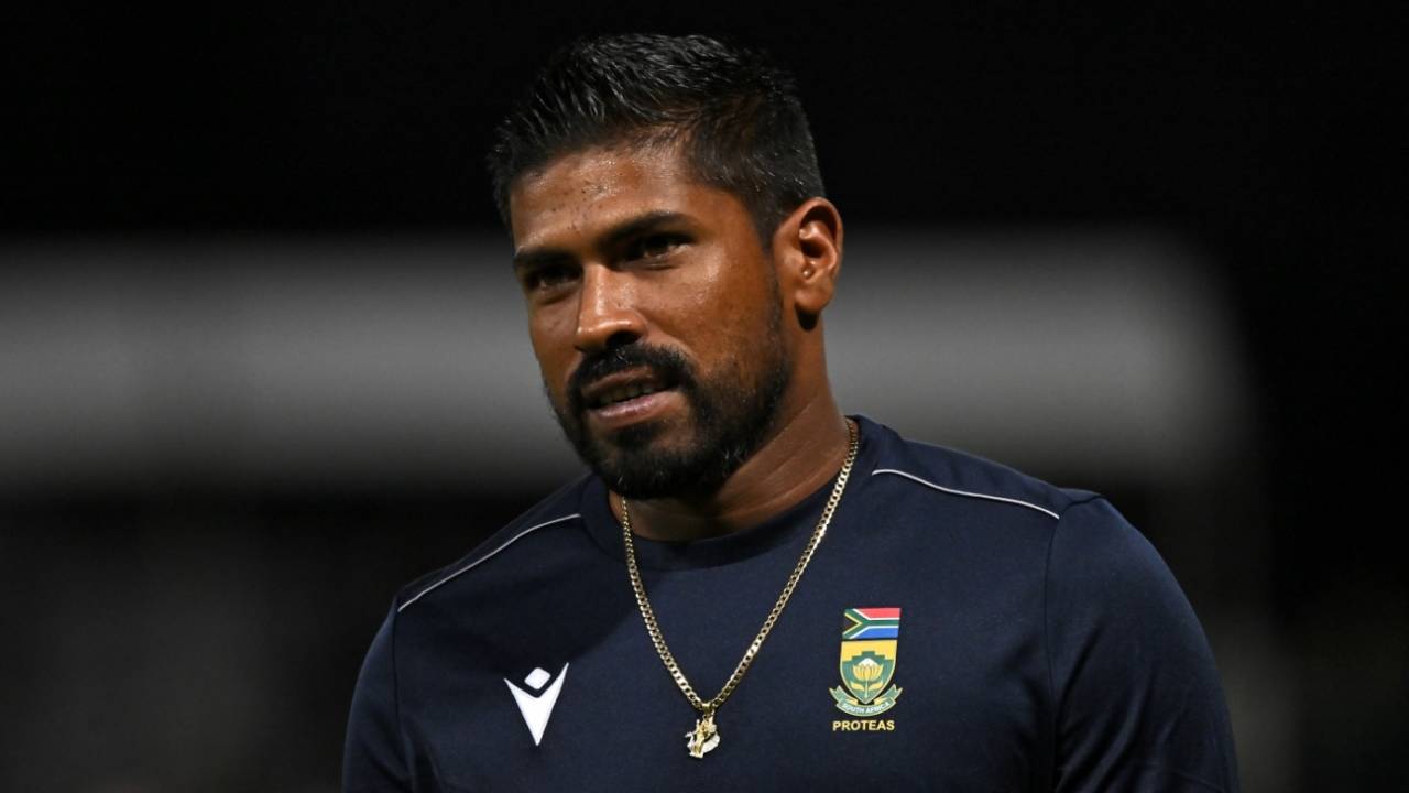 Prenelan Subrayen looks on, Australia vs South Africa, 3rd T20I, Cairns, August 16, 2025