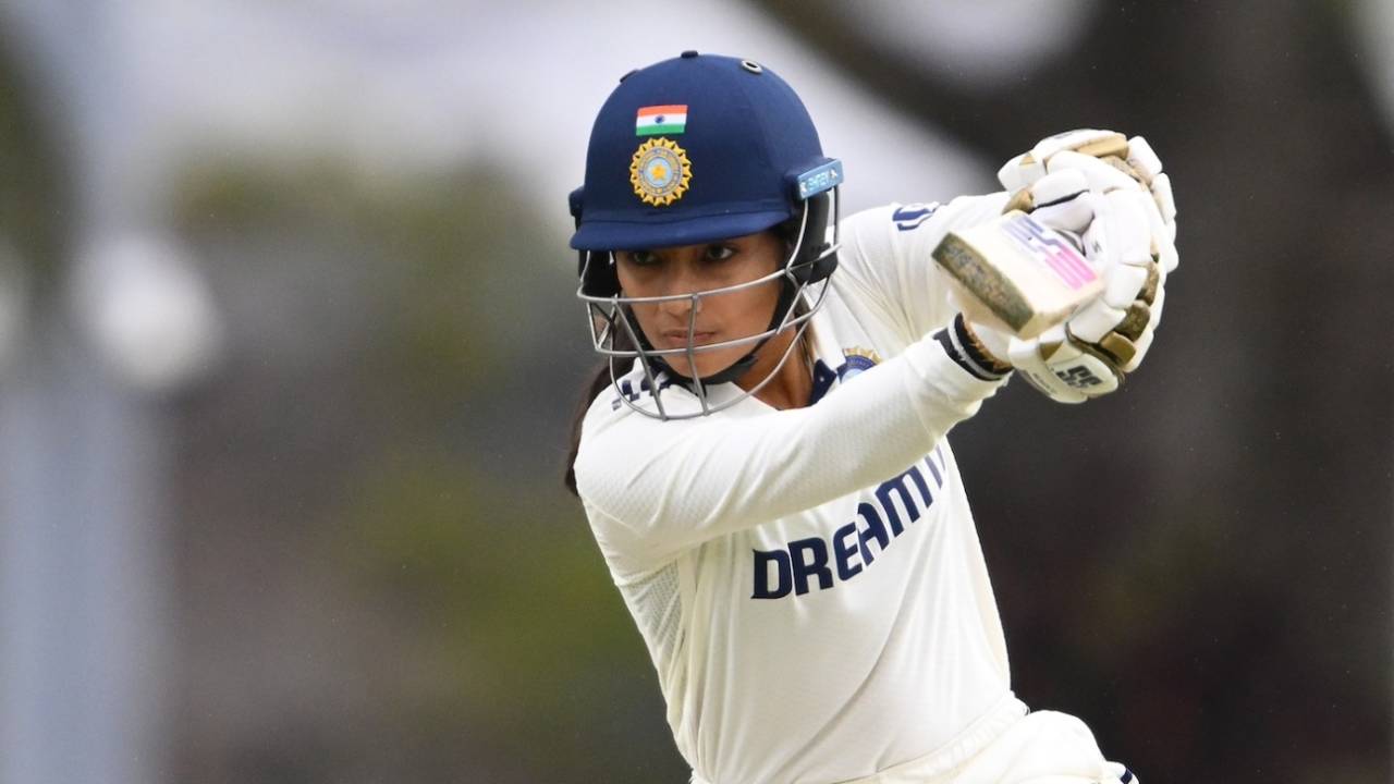 Raghvi Bist plays stylishly to the off side, Australia A vs India A, Only unofficial Test, Brisbane, 1st day, August 21, 2025
