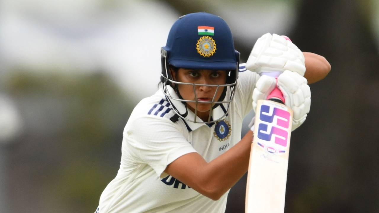 Tejal Hasabnis plays the ball towards the off side, Australia A vs India A, Only unofficial Test, Brisbane, 1st day, August 21, 2025