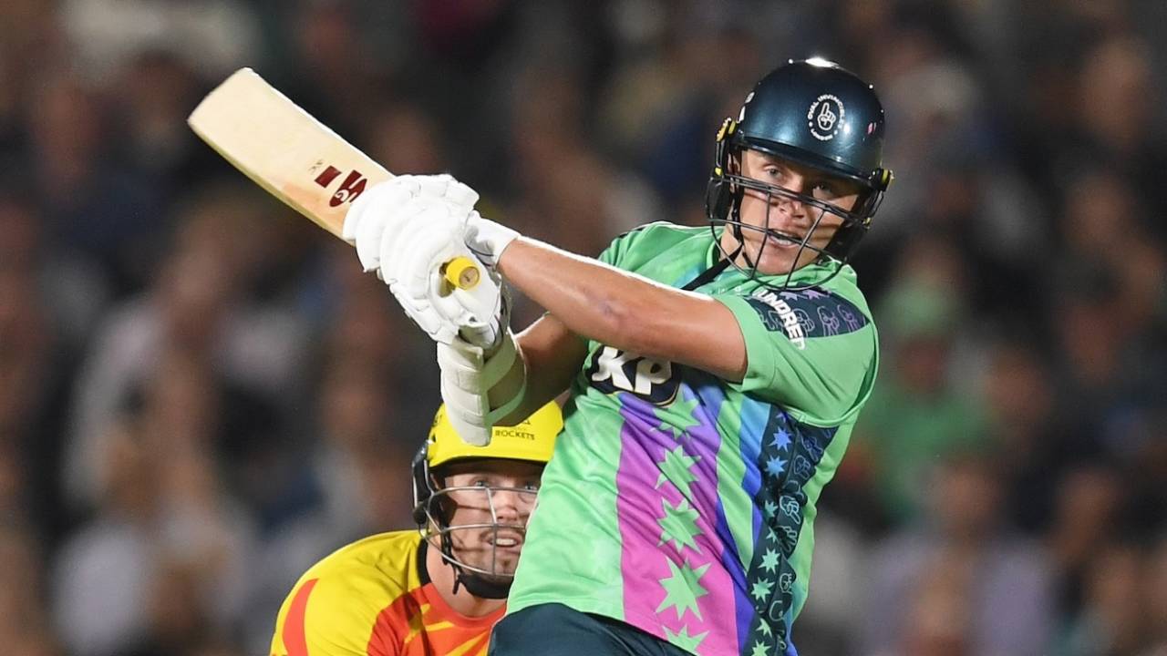 Sam Curran hits out, Oval Invincibles vs Trent Rockets, The Hundred, The Oval, London, August 21, 2025