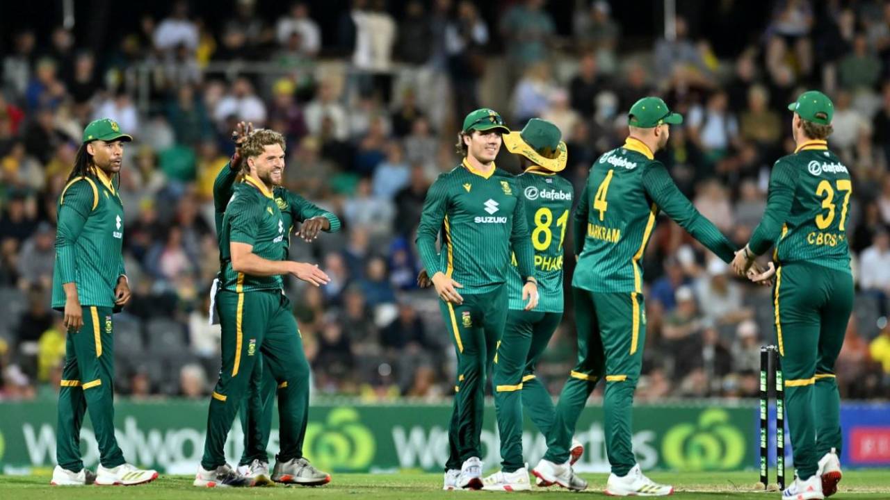Wiann Mulder celebrates a wicket, Australia vs South Africa, 2nd ODI, Mackay, August 22, 2025