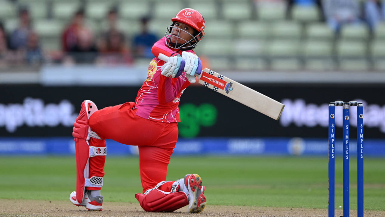 Sophia Dunkley on her way to a half-century, Women's Hundred, Birmingham Phoenix vs Welsh Fire, Edgbaston, August 22, 2025
