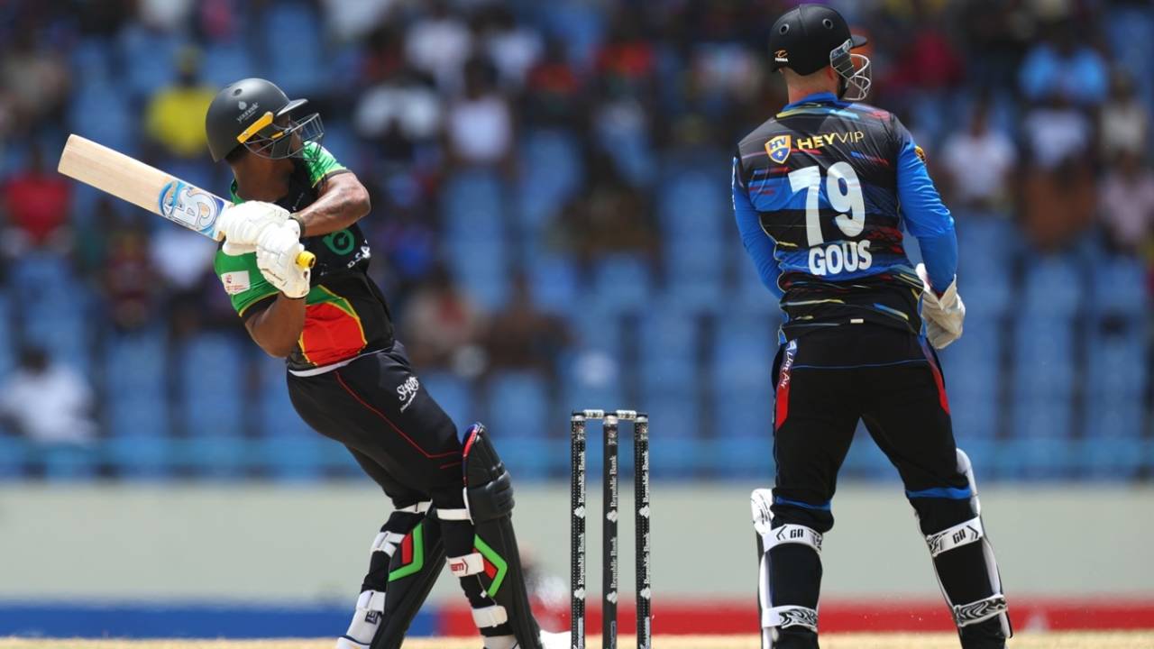 Evin Lewis pulls one away, Antigua and Barbuda Falcons vs St Kitts and Nevis Patriots, North Sound, CPL, August 24, 2025