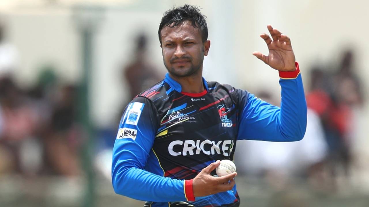 Shakib Al Hasan picked up his 500th T20 wicket during the match, Antigua and Barbuda Falcons vs St Kitts and Nevis Patriots, North Sound, CPL, August 24, 2025