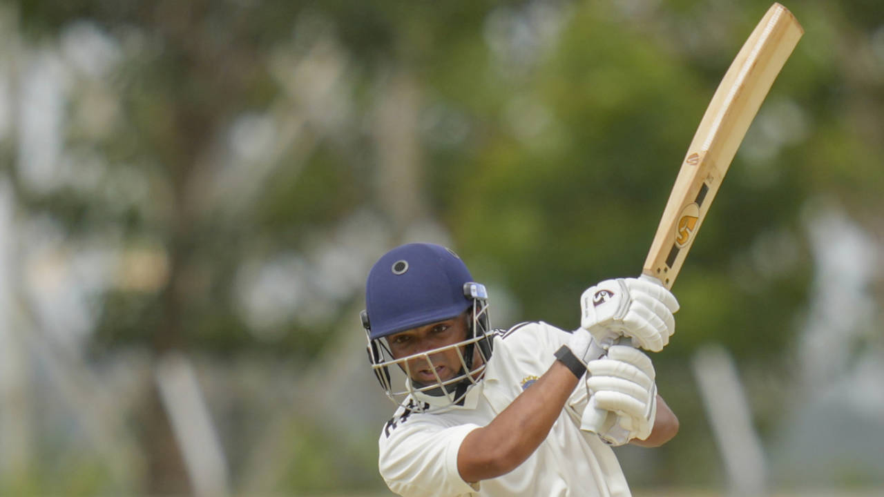 Danish Malewar plays a shot, Central Zone vs North East Zone, day 1, Bengaluru, August 28, 2025