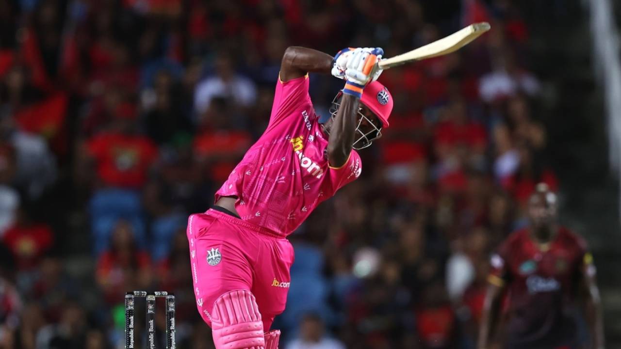 Sherfane Rutherford top-scored for Barbados Royals with 45 off 22 balls, Trinbago Knight Riders vs Barbados Royals, CPL, Tarouba, August 29, 2025
