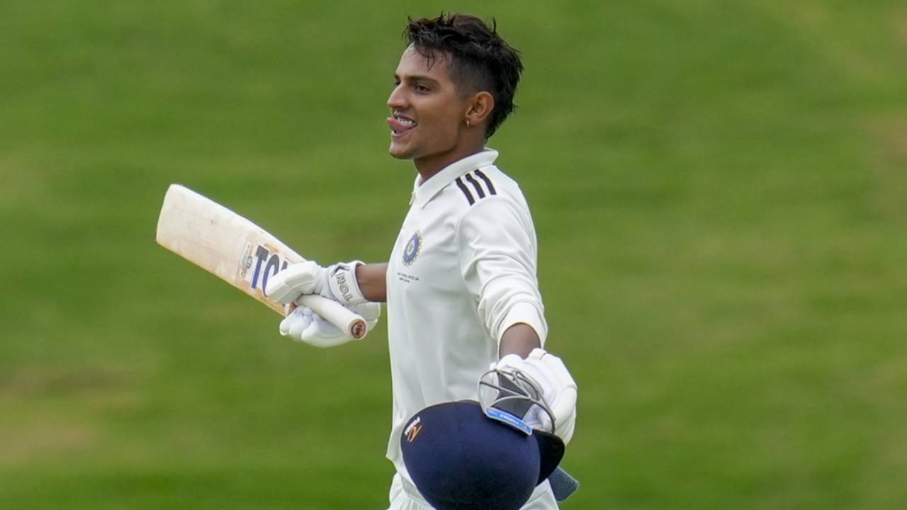 Yash Dhull celebrates his hundred, East Zone vs North Zone, Duleep Trophy. quarter-final, Bengaluru, 3rd day, August 30, 2025