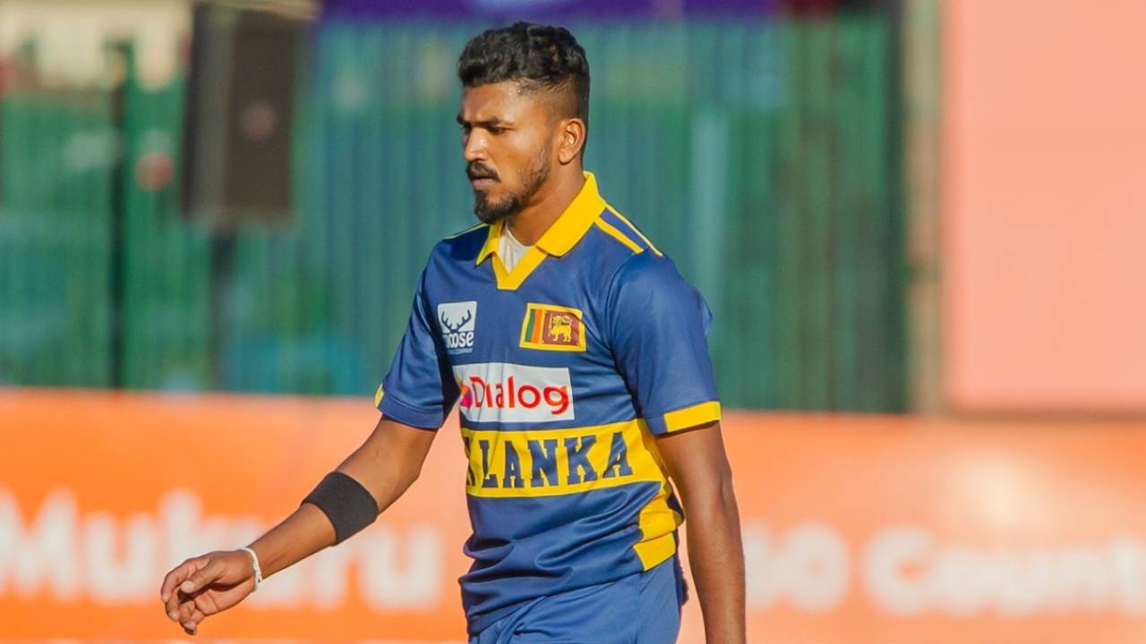 Dilshan Madushanka walks back to his mark, Zimbabwe vs Sri Lanka, 1st ODI, Harare, August 29, 2025
